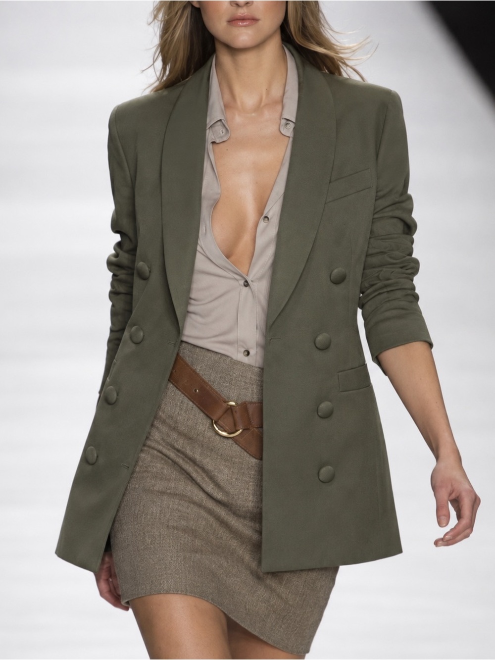 Vintage 81st & Park Dark Khaki Double Breasted Blazer Size XS